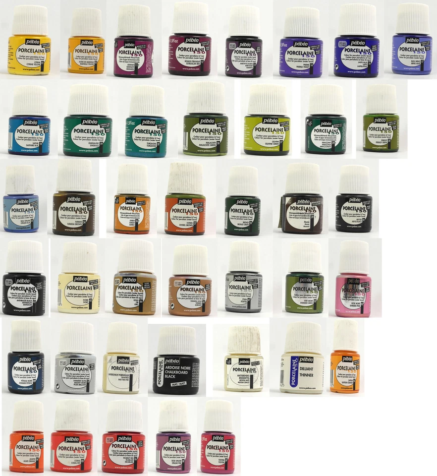 Pebeo Porcelaine paints - 45ml pots - Lots to choose from. Buy 3 get 1 Free