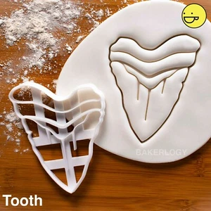Megalodon Tooth cookie cutter | extinct shark attack beach birthday party surf - Picture 1 of 5