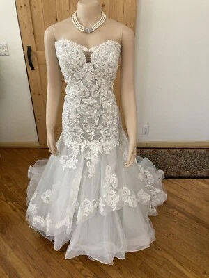 Vestido de novia David Tutera nuevo con etiquetas talla 18 nunca usado marfil niebla Foto 1 de 4