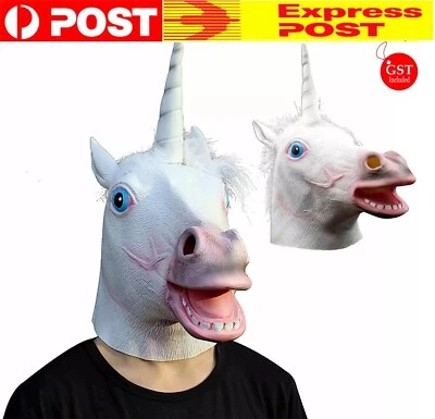Unicorn Mask Latex Full Over the Head Animal Costume - Image 1 of 4