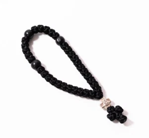 33 Cuerda de oración cola de rata negra con cuentas de madera negra | Artículo religioso hecho a mano - Imagen 1 de 1