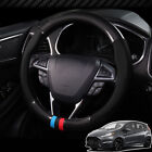 15" Non-Slip Perforated Leather Car Steering Wheel Cover Wrap For Ford Fiesta