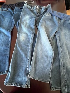 Asst. Lot of 3 Pairs Maternity Blue Jeans Regular Distressed Size Small EUC - Picture 1 of 18