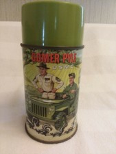 Vintage 1966 METAL GOMER PYLE Lunchbox Thermos - U.S.M.C. Man Cave 