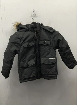 Avalanche Kids 黑色人造毛皮帽派克大衣夹克 S 码 8 — 第 1/4 张图片