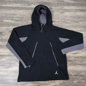 Jordan Men's Black Pullover Hoodie Large Long Sleeve Jumpman Logo Zip Pockets - Picture 1 of 10