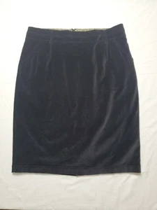 Boden Black Velvet Pencil Skirt Size 16 L Pockets Preppy Minimalists Tall Lined - Picture 1 of 12