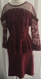 Special Occasionladies Burgundy/ Wine skirt suit set size 14/16 - Picture 1 of 9