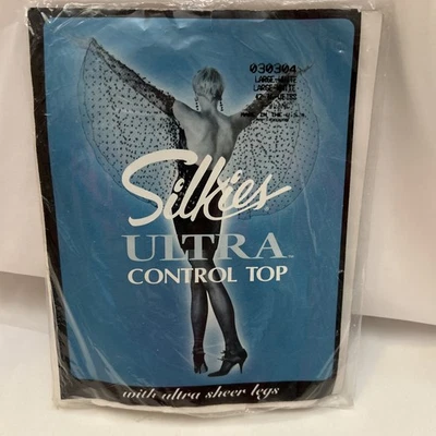 Nuevo En Paquete Pantimedias Vintage Silkies Ultra Control Top Talla L Blanco 030304 Foto 1 de 4