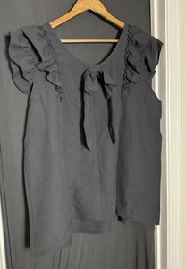 Übergröße 3X Chiffonbluse schwarz neu ohne Etikett Oberteil Flatterärmel Schleife kokett weich - Bild 1 von 9
