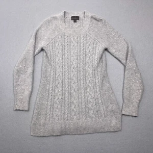 Fenn Wright Manson Sweater Womens Size M Angora Cable Knit Grey Crew Soft - Picture 1 of 9