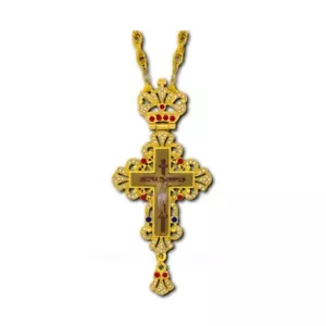 Icono de crucifixión bizantina de 5 1/2" piedras de colores cruz pectoral ortodoxa griega - Imagen 1 de 1