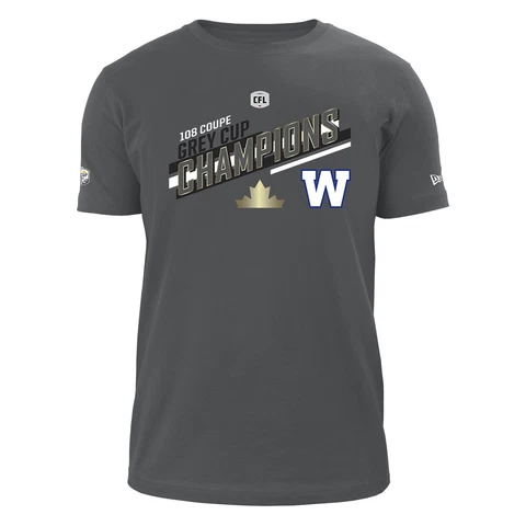 New Era Winnipeg Blue Bombers 2021 108th Grey Cup Champions Locker Room T-Shirt Cover