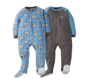 Gerber Boys  Size 7 - Monkeys 2 Pack Microfiber Blanket Sleeper NIP - Picture 1 of 1