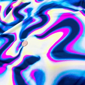 Printed Retro Purple Disco Fabric 4-Way Stretch Spandex by Yard for Activewear - Picture 1 of 5