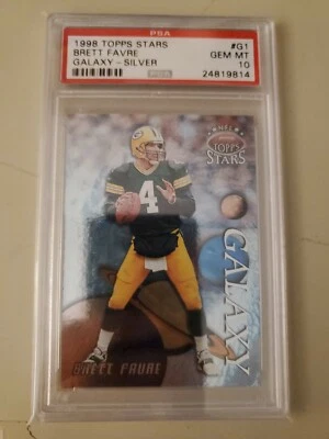 1998 Topps Stars Brett Favre GALAXY SILVER/ 75 card #G1 graded PSA 10 POP 2 - Image 1 of 3