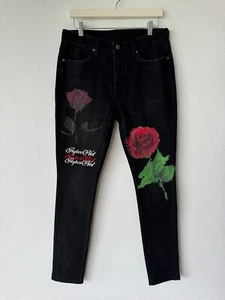 Ksubi mens denim jean jeans van winkle 32 black pixel rose supernet red - Picture 1 of 8