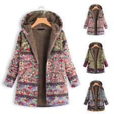 Womens Casual Fleece Hooded Jacket Coats Casual Outwear Floral Outdoor SIZE 6-22