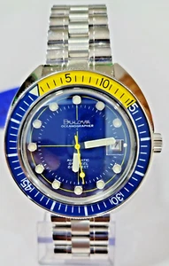96B320 BULOVA OCEANOGRAPHER AUTOMATIC BLUE DIAL MEN'S WATCH M-174 - Picture 1 of 16