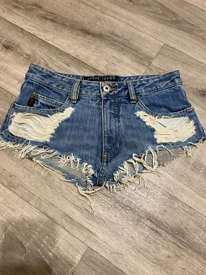 Pantalones Cortos GUESS Bootleg Denim Hot - Y2K Envejecidos Hechos en Corea S-XS Foto 1 de 4
