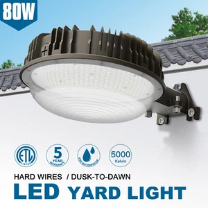 Waterproof 80W LED Barn Light Outdoor Garage Security Flood Light Dusk to Dawn - Picture 1 of 9