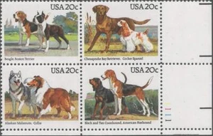 Plate Block of 4 stamps - Scott 2098-2101 - 20 cent - Dogs- 1984 - MNH - Picture 1 of 1