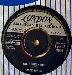 JACK JONES THE LONELY BULL 7" SINGLE LONDON (1963) NR MINT- POP EASY ENGLAND - Picture 1 of 4