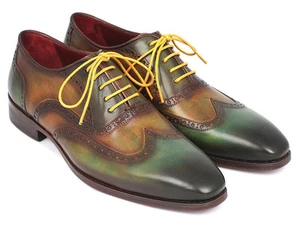 Paul Parkman Wintip Oxfords Green Handpainted Calfskin (ID#228-GRN) - Picture 1 of 6