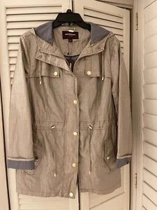 Brand New Johnston & Murphy Womens Coated Linen Jacket in Khaki Size Large - Picture 1 of 11