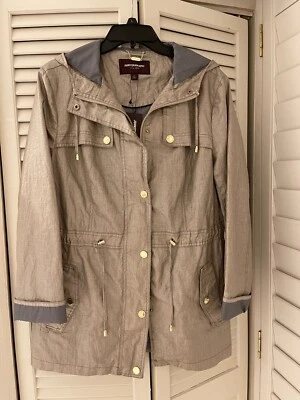 Brand New Johnston & Murphy Womens Coated Linen Jacket in Khaki Size Large - Image 1 of 4