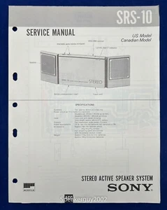 Original Sony SRS-10 Stereo Lautsprechersystem Serviceanleitung - Bild 1 von 1