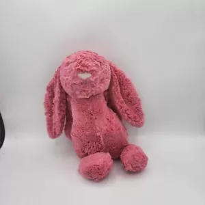 Jellycat Bashful Strawberry Bunny Rabbit Pink Stuffed Animal Beanbag Plush 9” - Picture 1 of 4