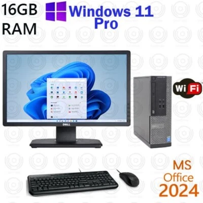 Windows 11 Dell i7 16GB 500GB SSD 22" LCD Desktop Computer PC Office 2024 - Image 1 of 3