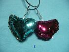 2 Pc Cute Color Changing Heart-Shaped Fun Sequin Key Chain For Purse Phone Charm