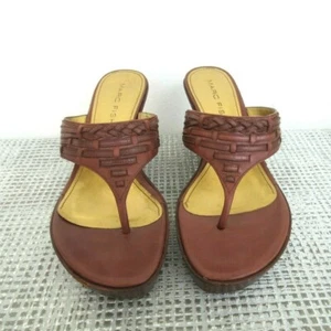 Marc Fisher Women Platform Wedge Leather Slide Sandal 8.5 M Brown - Picture 1 of 10