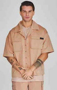 SikSilk Mens Brown Flight Utility Shirt Medium - Picture 1 of 5