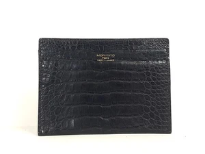 Cartera portatarjetas de cuero de cocodrilo negro Morabito Paris para hombre - Imagen 1 de 4