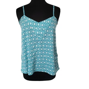 Volcom Spaghetti Strap Flowy Tank Aqua Geometrico Taglia S - Foto 1 di 5