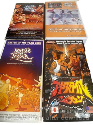 Rare Battle of the Year VHS 4 Tape Lot Freestyle Session Breaking Hip Hop - Image 1 of 4