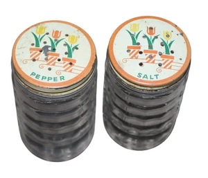 Coctelera de sal y pimienta de vidrio con tapa de tulipán Anchor Hocking de colección - Imagen 1 de 4