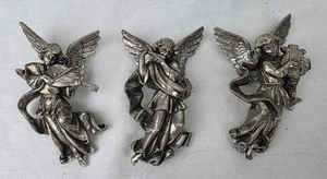 Pewter Angel Ornaments - Set of 3- Playing Instruments - 4" Length  - Picture 1 of 3