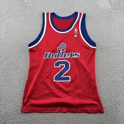 Camiseta baú vintage Chris Webber #2 Washington (Wizards) Bullets Red Champion tamanho 40 - Imagem 1 de 4