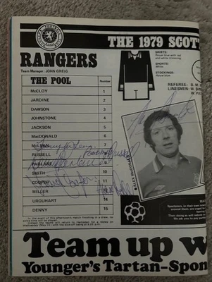 Programa final de la Copa de Escocia 1979 firmado por Rangers (Davie Cooper, Derek Parlane. Foto 1 de 3