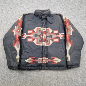 Vintage Ralph Lauren Jacket Mens Medium Black  Aztec Navajo Down Puffer Western - Picture 1 of 13
