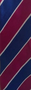 Florence & K Inc Deep Pink & Blue Striped Neck Tie Vintage Silk ~EUC~ 3.75"x61" - Picture 1 of 4