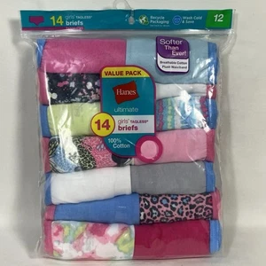 Hanes Ultimate Girls Tagless Cotton Briefs Underwear Pack of 14 Pairs - Size 12 - Picture 1 of 6