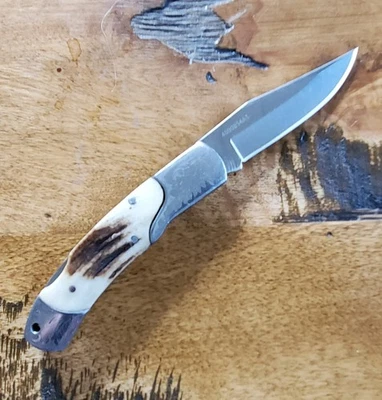 Navaja de Bolsillo Plegable Gerber Doble Refuerzo Mango Ciervo Gancho Clip Punta Nuevo de Lote Antiguo Foto 1 de 4