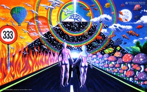 POSTER UV-Blacklight Fluorescent Glow-In-The-Dark Psychedelic Psy Goa Trance Art - Picture 1 of 3