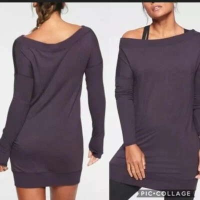 NEW Athleta Women Studio Barre Sweatshirt Dress Plum - Image 1 of 3
