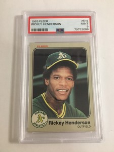 1983 FLEER # 519 RICKEY HENDERSON PSA 9 MLB HOF Oakland A’s